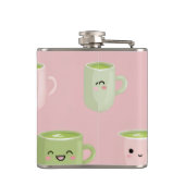 Personalisierte Pastel Kawaii Matcha Teemuster Flachmann (Rückseite)