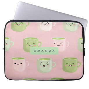 Personalisierte Pastel Kawaii Matcha Teemuster Laptopschutzhülle