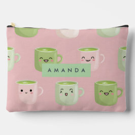 Personalisierte Pastel Kawaii Matcha Teemuster Zubehörtasche