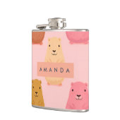 Personalisierte Pastel Niedlich Capybara Muster Flachmann (Links)