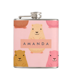 Personalisierte Pastel Niedlich Capybara Muster Flachmann