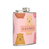 Personalisierte Pastel Niedlich Capybara Muster Flachmann (Rechts)