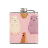 Personalisierte Pastel Niedlich Capybara Muster Flachmann (Rückseite)