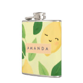 Personalisierte Pastel Niedlich Lemon Muster Flachmann (Links)