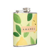 Personalisierte Pastel Niedlich Lemon Muster Flachmann (Rechts)