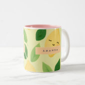 Personalisierte Pastel Niedlich Lemon Muster Zweifarbige Tasse (VorderseiteRechts)