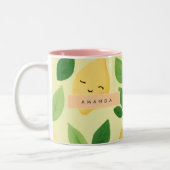 Personalisierte Pastel Niedlich Lemon Muster Zweifarbige Tasse (Links)