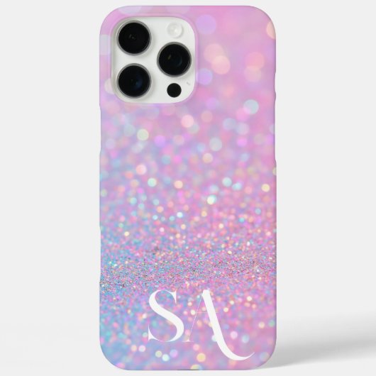 Personalisierte Pastel Pink Glitzer iPhone Case (Rückseite)