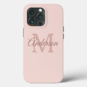 Personalisierte Pastel Pink iPhone Case | Monogram (Rückseite)