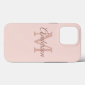 Personalisierte Pastel Pink iPhone Case | Monogram (Rückseite (Horizontal))