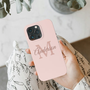 Personalisierte Pastel Pink iPhone Case   Monogram