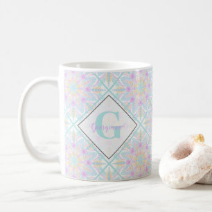 Personalisierte Pastel Rainbow Floral Mandala gete Kaffeetasse