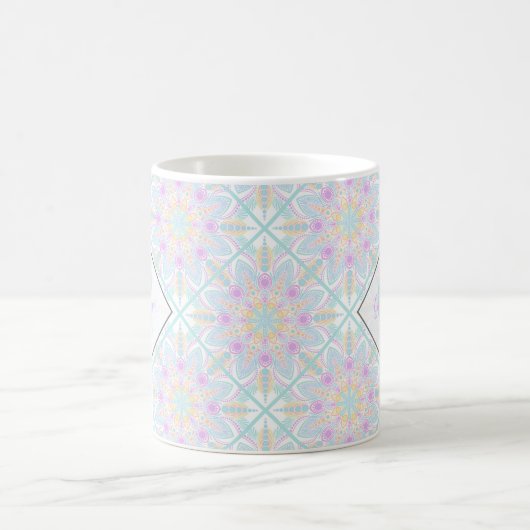 Personalisierte Pastel Rainbow Floral Mandala gete Kaffeetasse (Mittel)