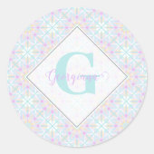 Personalisierte Pastel Rainbow Floral Mandala gete Runder Aufkleber (Vorderseite)