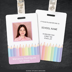 Personalisierte Pastel-Rainbow-Lehrer-Foto-ID Ausweis