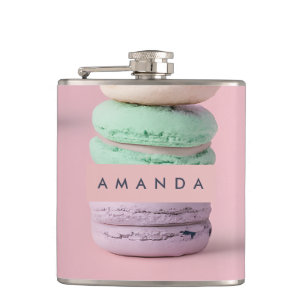 Personalisierte Pastel Rainbow Macaron Flachmann