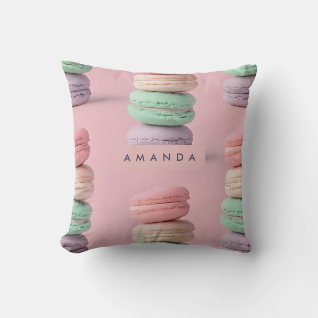 Personalisierte Pastel Rainbow Macaron Kissen (Vorderseite)