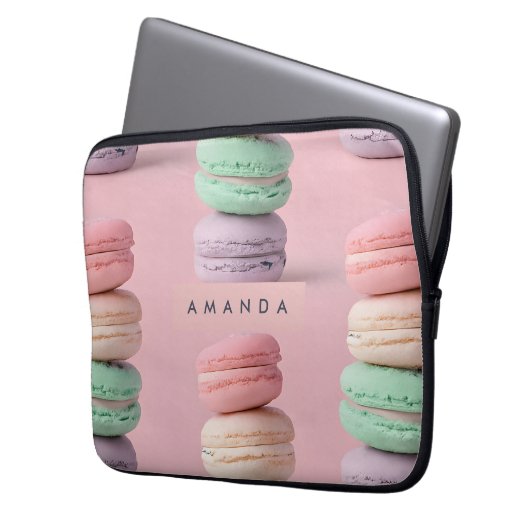 Personalisierte Pastel Rainbow Macaron Laptopschutzhülle (Vorderseite Links)