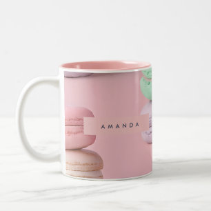 Personalisierte Pastel Rainbow Macaron Zweifarbige Tasse