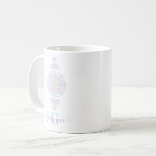 Personalisierte Pastel Rainbow Ornamental Dot Mand Kaffeetasse (Vorderseite Links)