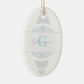 Personalisierte Pastel Rainbow Ornamental Dot Mand Keramik Ornament (Rechts)