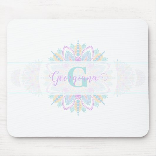 Personalisierte Pastel Rainbow Ornamental Dot Mand Mousepad (Vorne)