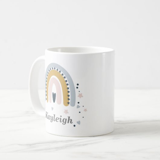 Personalisierte Pastel-Rainbow-Tasse Kaffeetasse (Vorderseite Links)