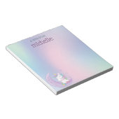 Personalisierte Pastel Rainbow Unicorn Notizblock (angewinkelt)