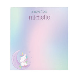 Personalisierte Pastel Rainbow Unicorn Notizblock