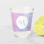 Personalisierte Pastel Rosa Glitzer Shotglas Schnapsglas (Vorderseite)