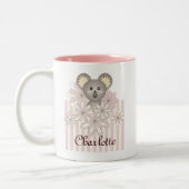 Personalisierte Pastel Rosa Niedlich Koala Girls f Zweifarbige Tasse (Links)