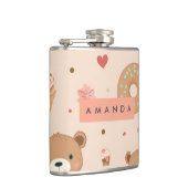 Personalisierte Pastel Teddy Bear und Donut Desser Flachmann (Rechts)