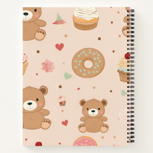 Personalisierte Pastel Teddy Bear und Donut Desser Notizblock (Rückseite)