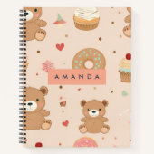 Personalisierte Pastel Teddy Bear und Donut Desser Notizblock (Vorderseite)