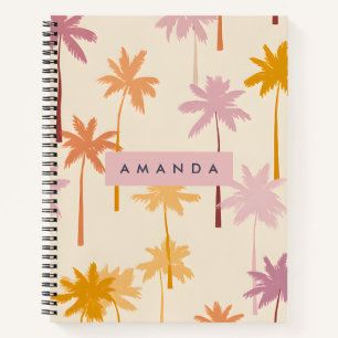 Personalisierte Pastel Tropical Sunset Palm Tree Notizblock