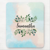 Personalisierte Pastel Wasserfarbe Botanischer Nam Mousepad (Vorne)