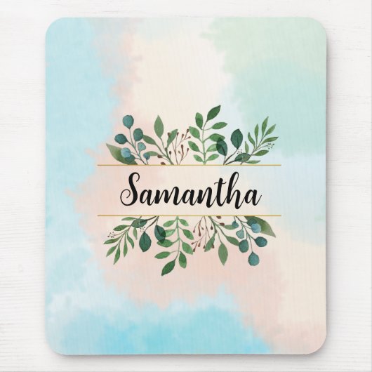 Personalisierte Pastel Wasserfarbe Botanischer Nam Mousepad (Vorne)