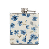 Personalisierte Pastel Watercolor Blauer Blossom Flachmann (Rückseite)