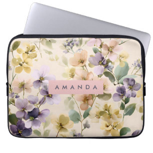 Personalisierte Pastelfarben Blume Laptopschutzhülle