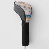 Personalisierte Pastell-Alkohol-Tinte-Blumen Golf Headcover (angewinkelt)