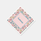 Personalisierte Pastell-Blätter Rosa Serviette (Ecke)