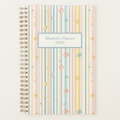 Personalisierte Pastell-Blume Streifen Planer (Vorderseite)