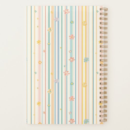 Personalisierte Pastell-Blume Streifen Planer (Rückseite)