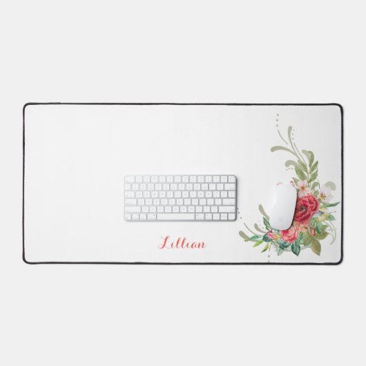 Personalisierte Pastell-Blume und Wirbel Schreibtischunterlage (Tastatur & Maus)