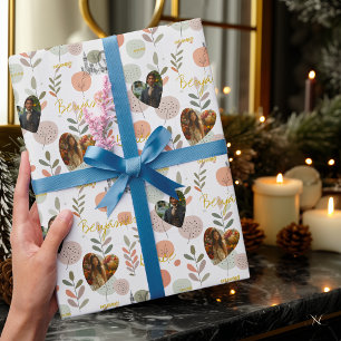 Personalisierte Pastell-Botanik mit Fotos und Name Geschenkpapier