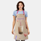 Personalisierte Pastell-Bubble-Tea-Muster-Schürze Schürze (Getragen)