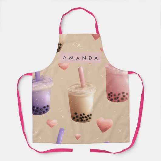 Personalisierte Pastell-Bubble-Tea-Muster-Schürze Schürze (Vorderseite)