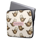 Personalisierte Pastell-Charming-Katzenmuster Laptopschutzhülle (Vorderseite Links)