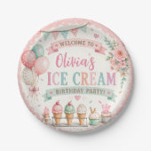 Personalisierte Pastell-Eiscreme-Geburtstagsfeier  Pappteller (Vorderseite)