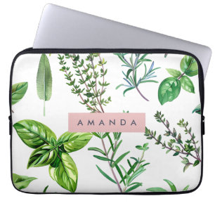 Personalisierte Pastell-Farben üppige Gartenkräute Laptopschutzhülle